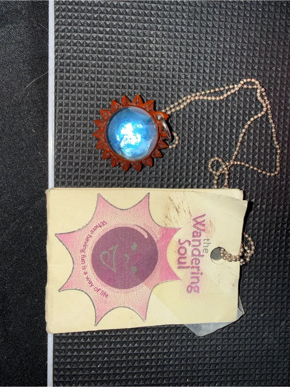 Sunburst Blue Glass Pendant‎ 925 Necklace -
